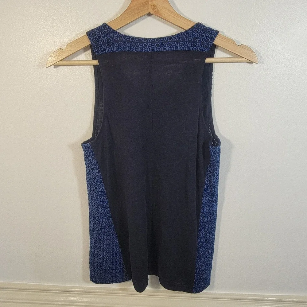 J. Crew Tank Top Blue Lightweight‎ Sleeveless Eyelet Trim Sheer Blouse Sz XS NWT - Picture 3 of 8
